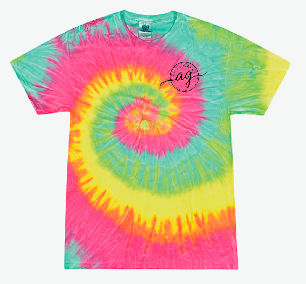 Be Hippie Tie Dye-Short Sleeve- Minty Rainbow Tie Dye