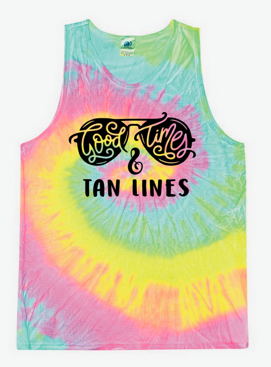 Good Times- Tank- Minty Rainbow Tie Dye